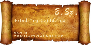 Bolváry Szilárd névjegykártya
